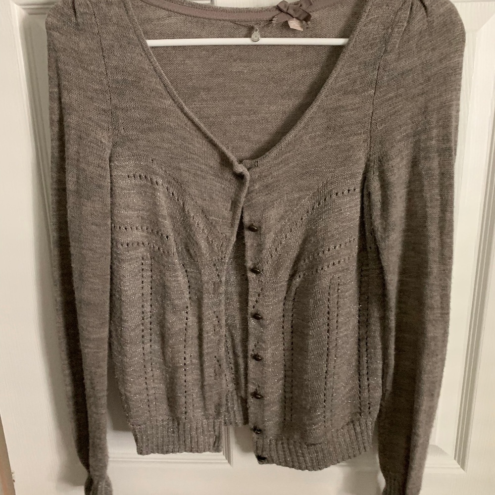 Anthropologie Knitted and Knotted Shimmer Cardigan